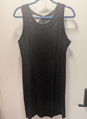 Vintage L Laurence Kazar Black Beaded Sleeveless Dress
